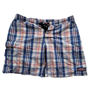 Vineyard Vines Swim Shorts Mens 34 Blue Red‎ Plaid Pockets Beach Trunks